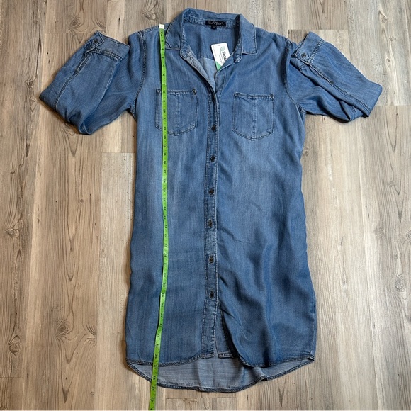 🆕NWT 100% Tencel Velvet Heart Chambray Light Blue Denim Shirt Dress,M - Picture 8 of 13